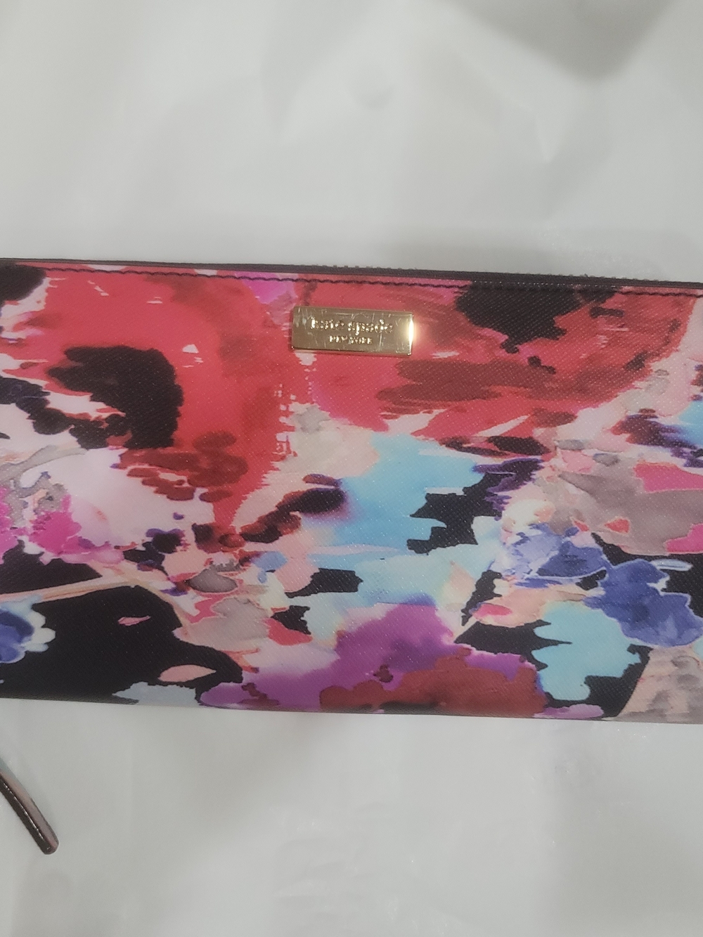 kate spade Multicolor Floral Zip Cosmetic Pouch - Red, Pink, Blue, Purple, Black